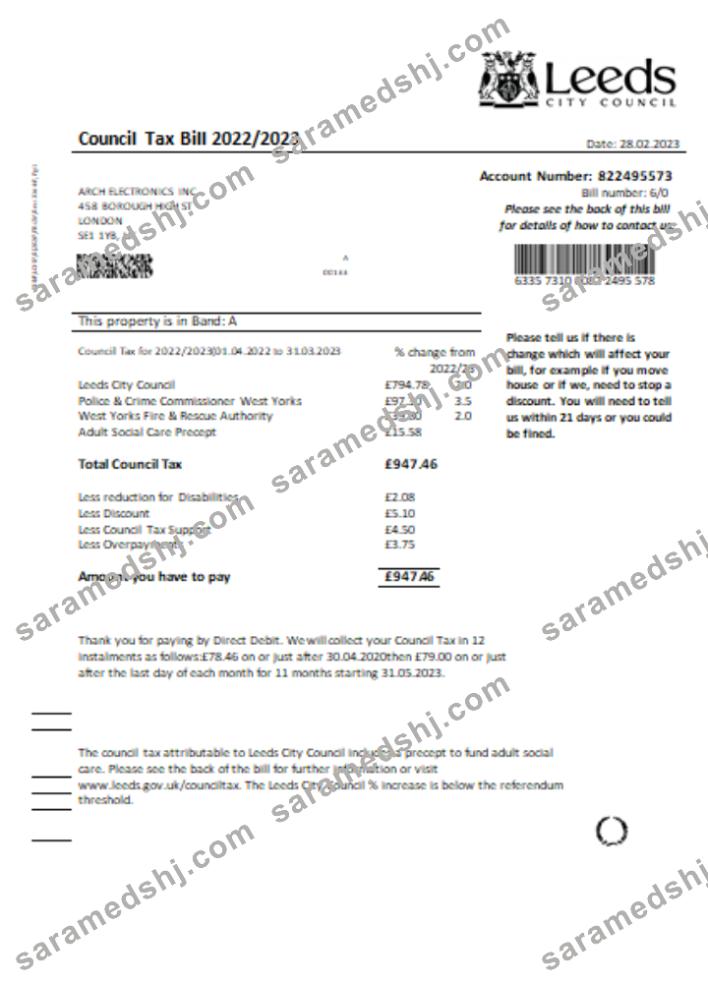 Leeds City Council tax business bill, SCR